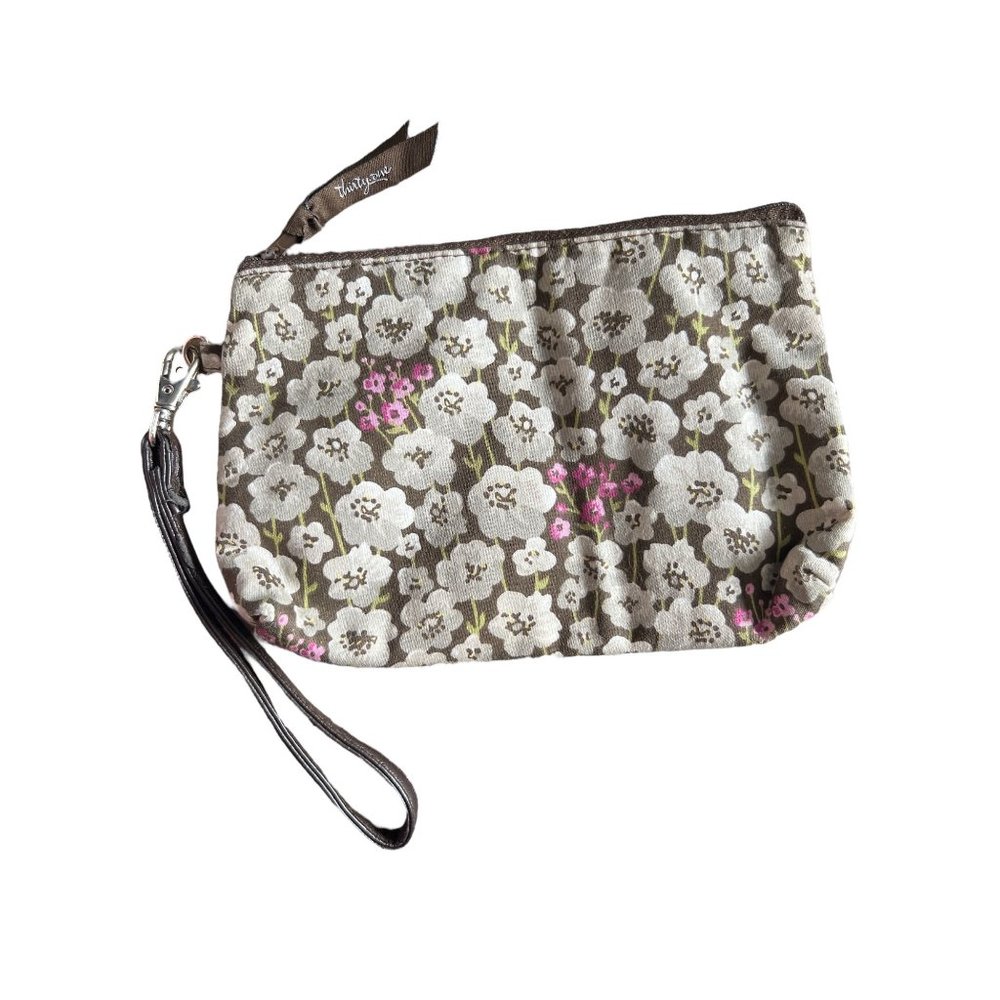 Thirty One Small Floral‎ Pattern Fabric Zipper Wristlet Wallet